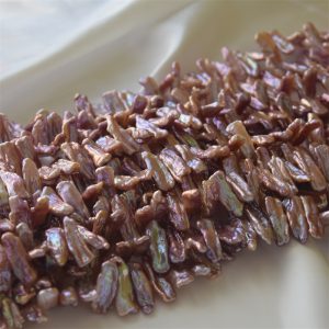 High Luster  Drilled 5mm x 7mm Biwa  Pearl Strand