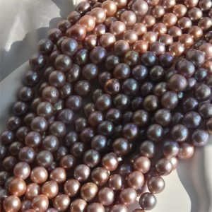 AAA- Very High Quality White, Pink and Mauve Round Pearl Strand